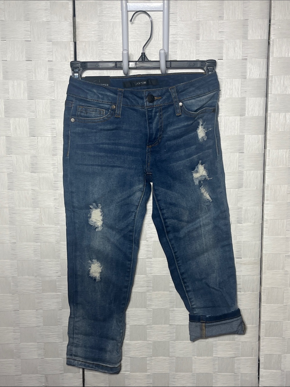 Joe's Jeans Distressed Dark Blue Kids Denim Cropped Jeans
